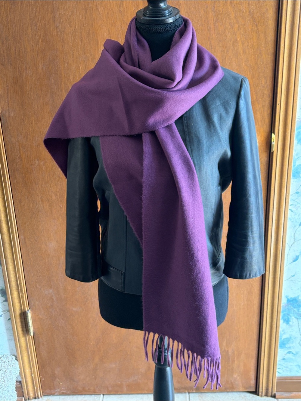 Women's Purple Fringe Scarf - Elegant Winter Accessory